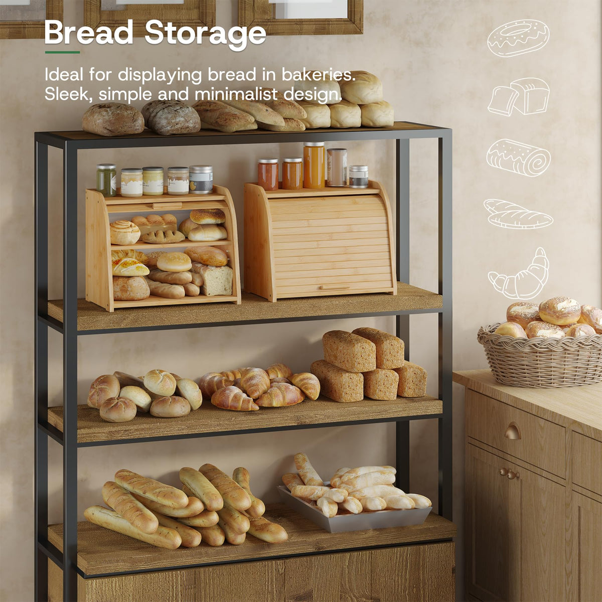 Large Bamboo Wood Bread Box I22384
