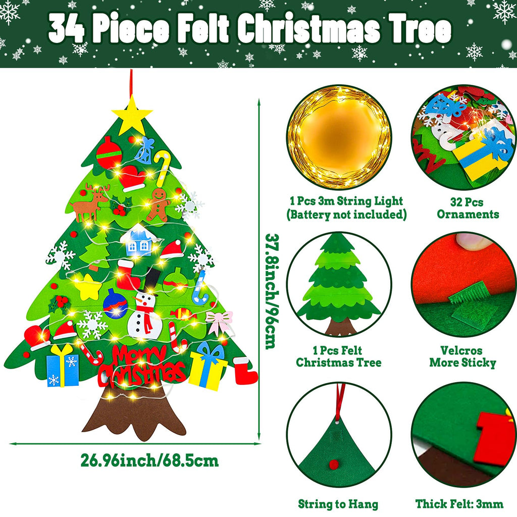 3.15 FT Lighted Felt Christmas Tree D33618