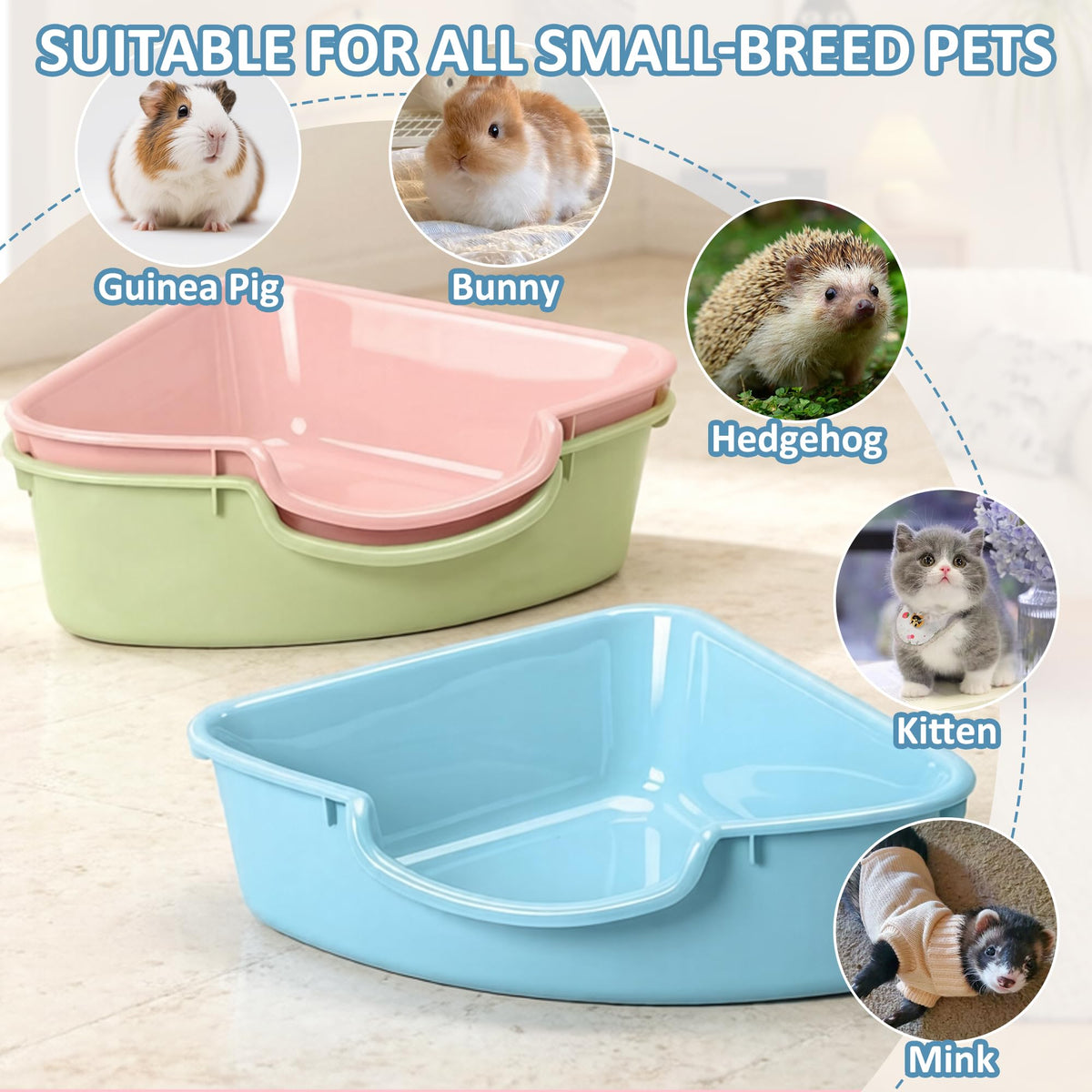 Corner Litter Box, Low Entry Kitten Litter Box P826