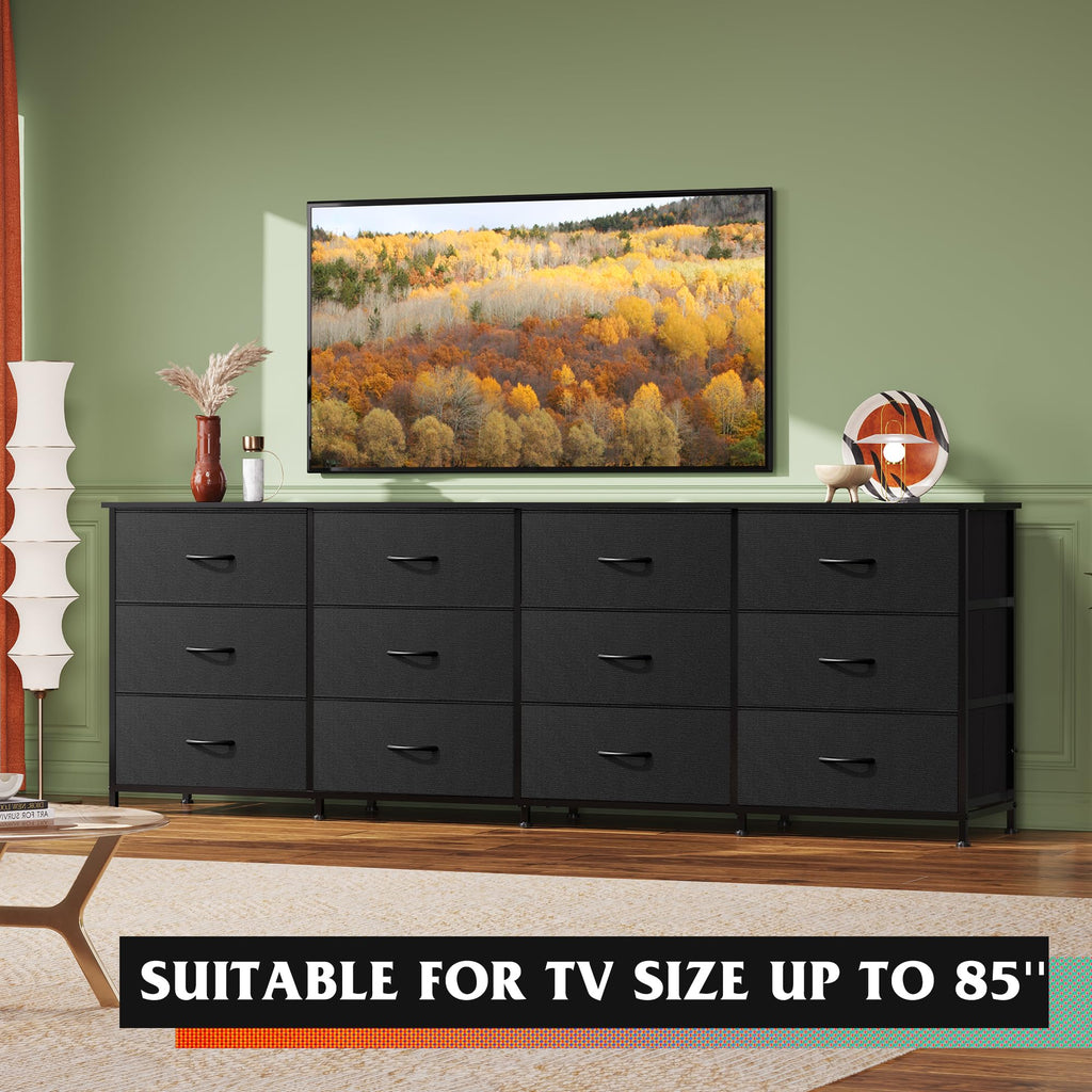 Black 12 Drawer Dresser TV Stand G585