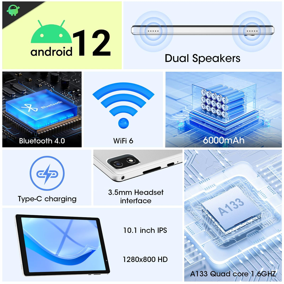 10 Inch Android Tablet 2GB RAM 32GB Storage Silver E77182