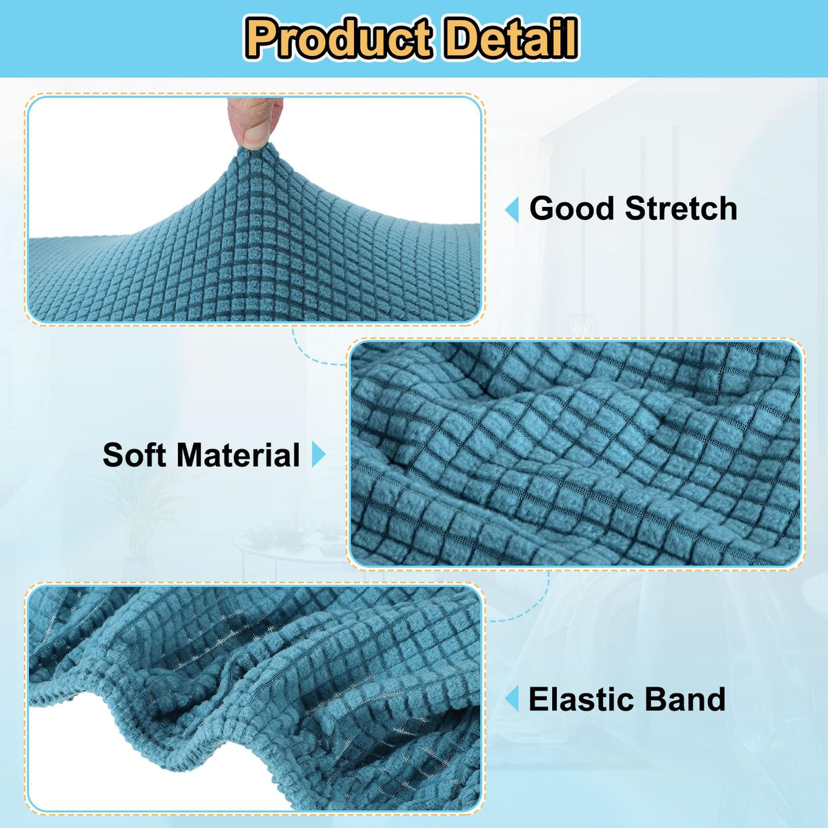 Teal Stretch Polyester Ottoman Cover F34811