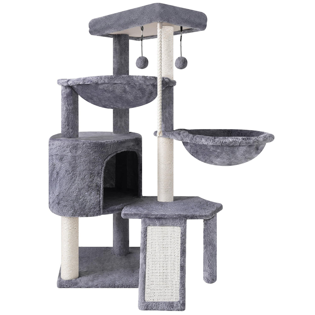 Grey Three Layer Cat Tree with Condo and Hammocks F946