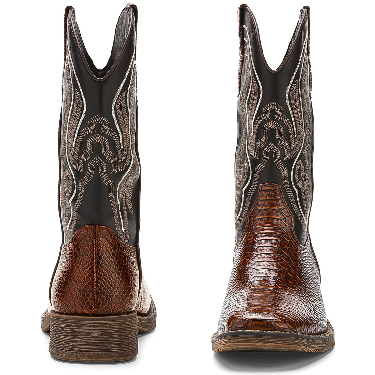 Faux Snake Skin Western Boots with Embroidery H4427
