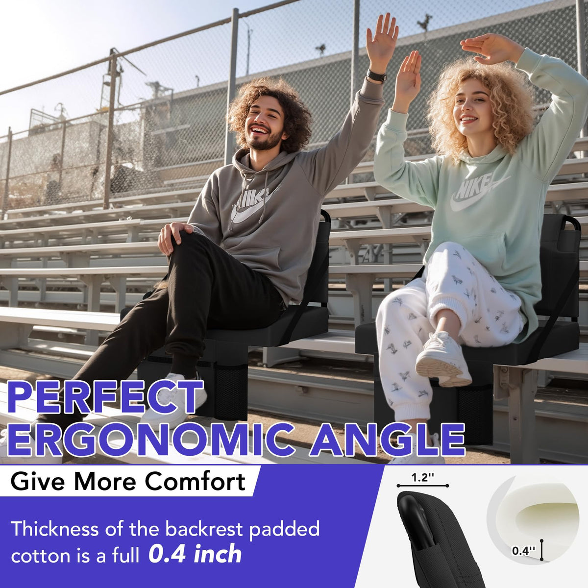 Adjustable Bleacher Chair with Back Support and Cup Holder Z151
