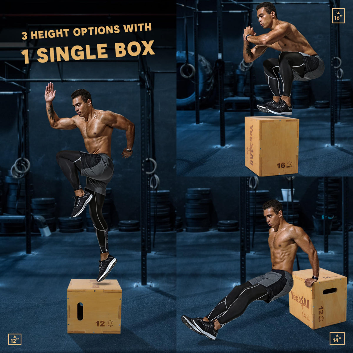 3-in-1 Wooden Plyo Box J1648