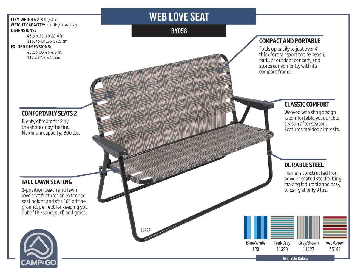 Blue/White Double-Wide Folding Web Lawn Chair B66302