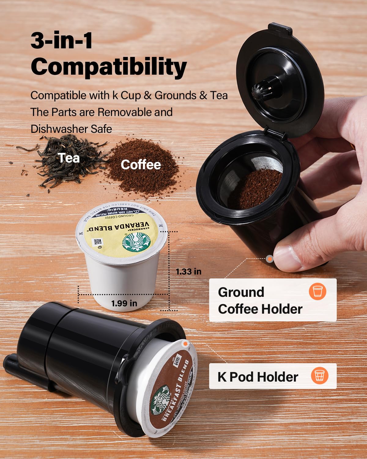 Single Serve Coffee Maker for K Cup and Grounds, White L434888
