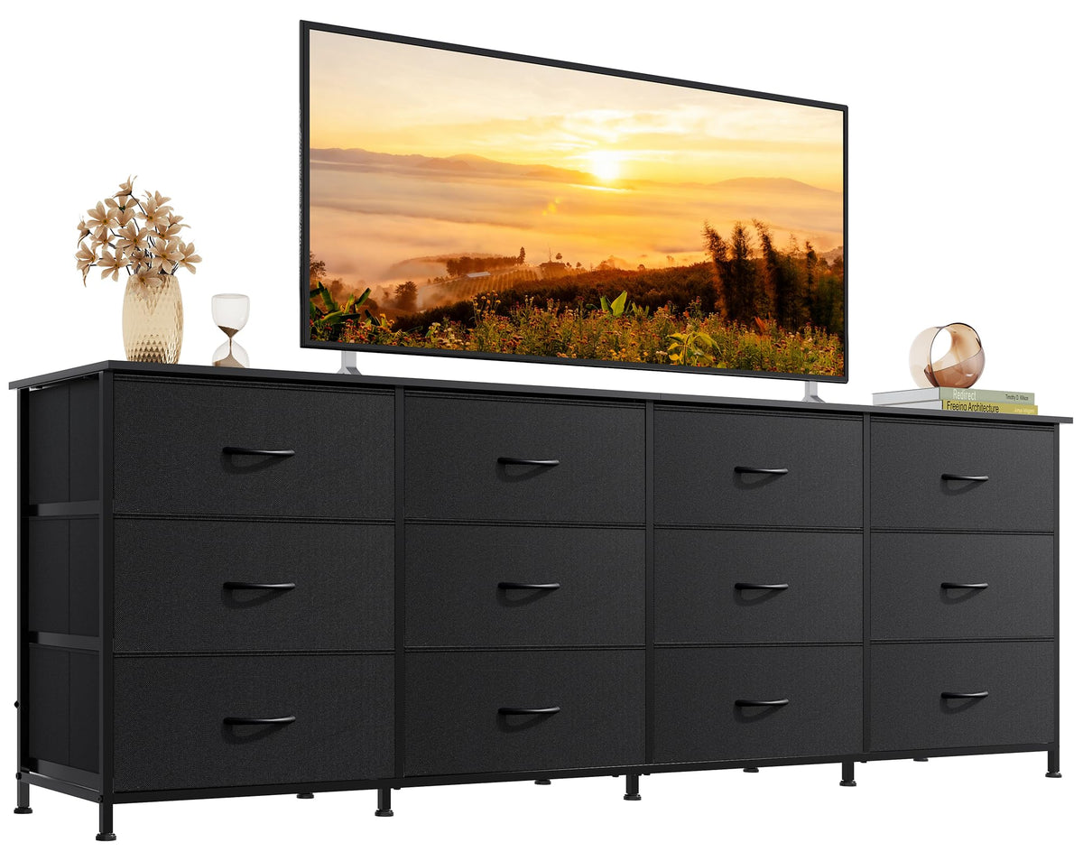 Black 12 Drawer Dresser TV Stand G585