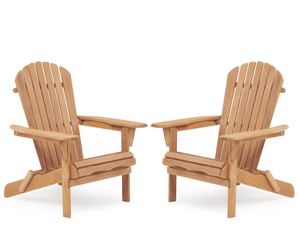 Folding Adirondack Chair Set of 2 Cedar Wood D9611