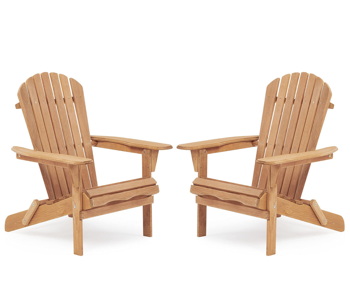 Folding Adirondack Chair Set of 2 Cedar Wood D9611