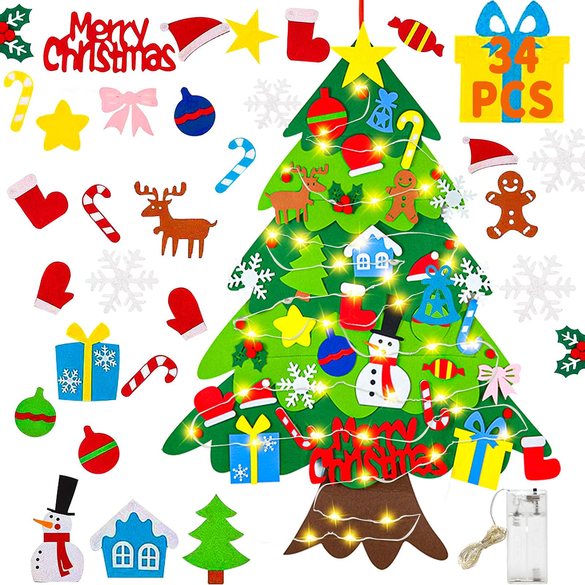 3.15 FT Lighted Felt Christmas Tree D33618