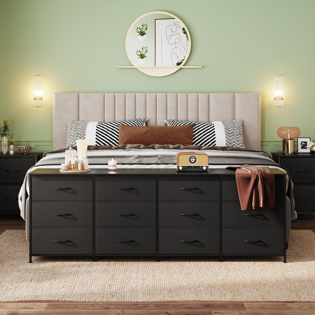 Black 12 Drawer Dresser TV Stand G585
