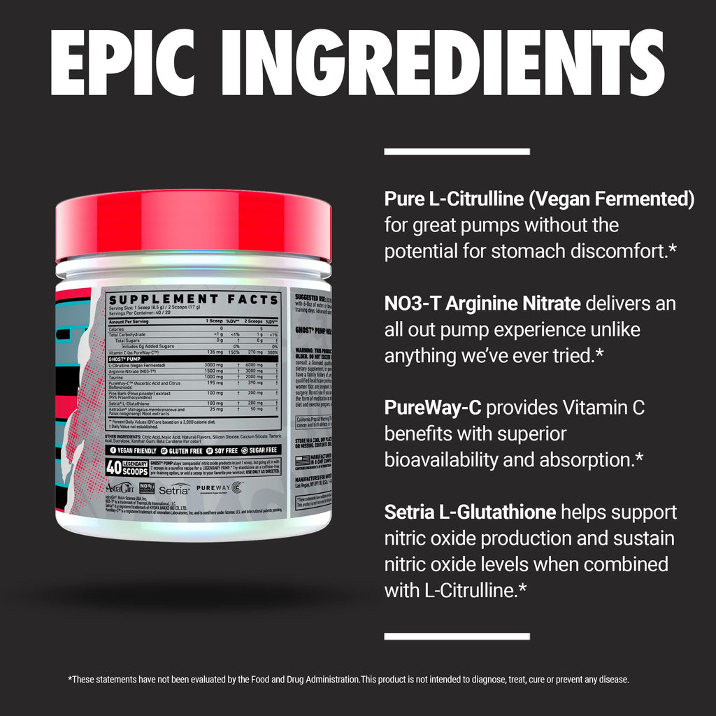 Stim-Free Nitric Oxide Powder, Peach, 40 Servings Z346397