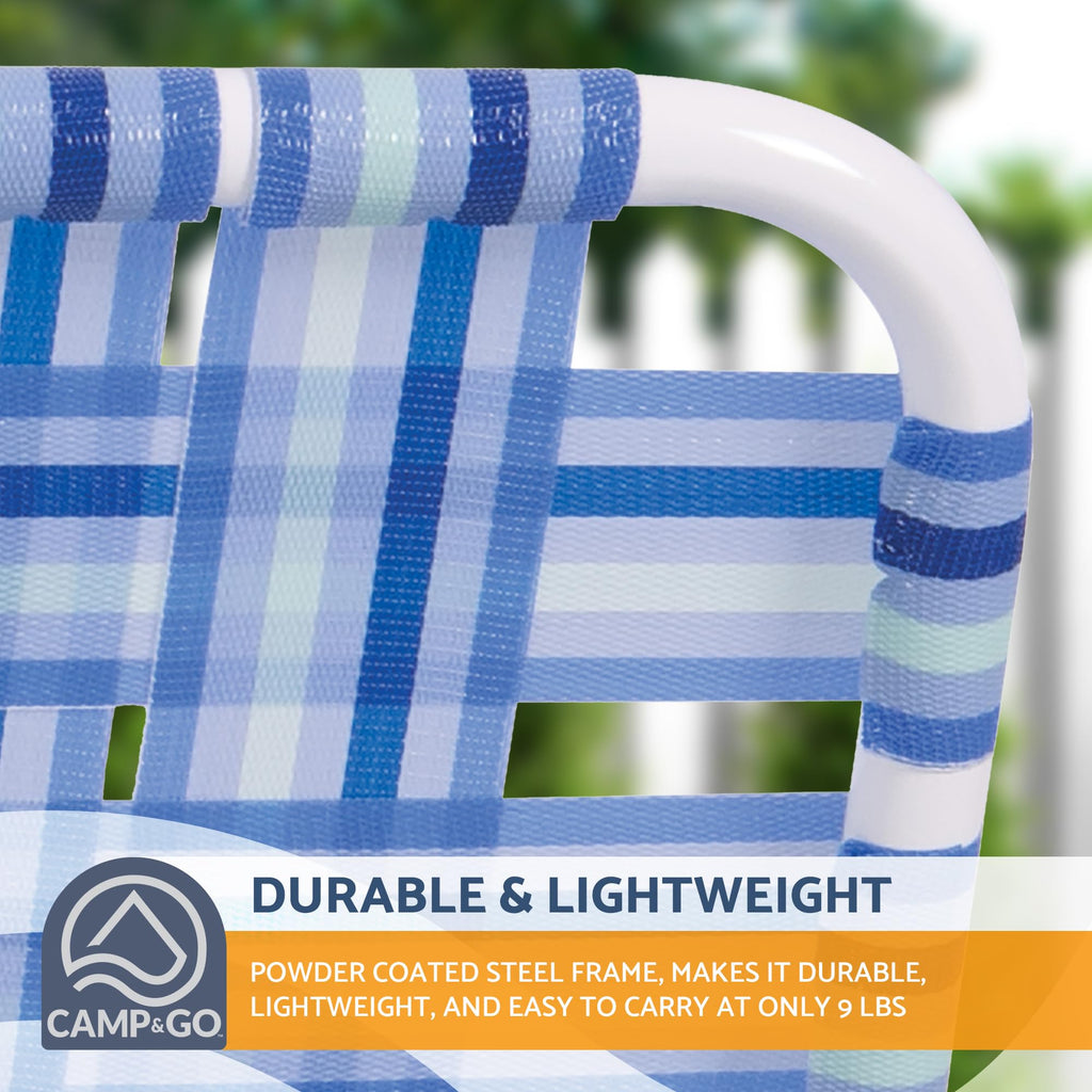 Blue/White Double-Wide Folding Web Lawn Chair B66302