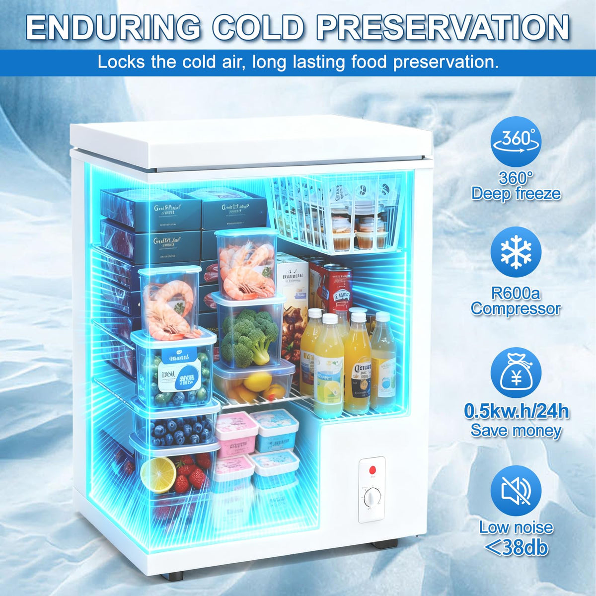 3.5 Cu.Ft White Chest Freezer with Removable Basket X483277