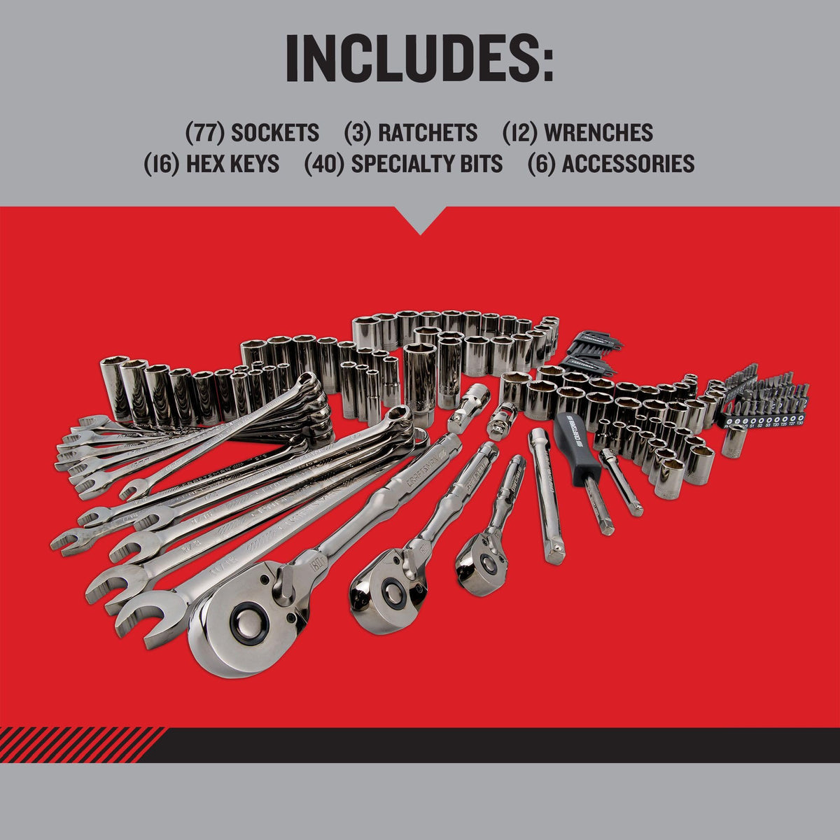 154-Piece Gunmetal Chrome Mechanics Tool Set with Hard Case S20355
