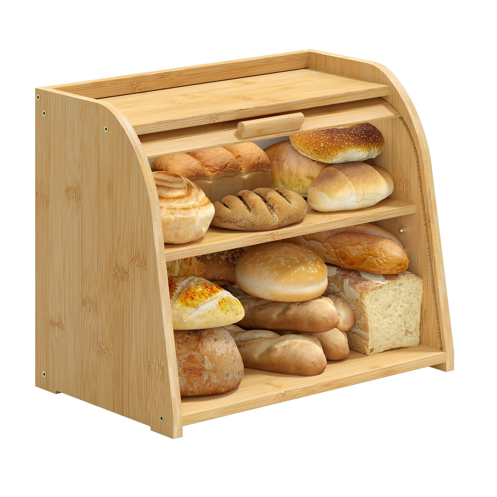 Large Bamboo Wood Bread Box I22384
