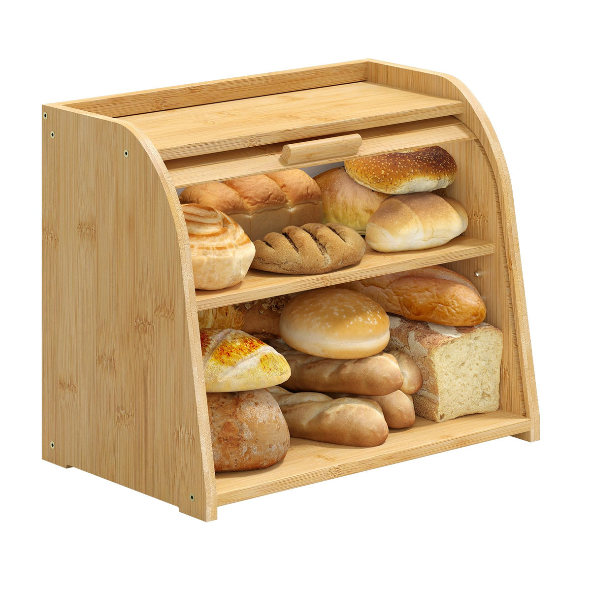 Large Bamboo Wood Bread Box I22384