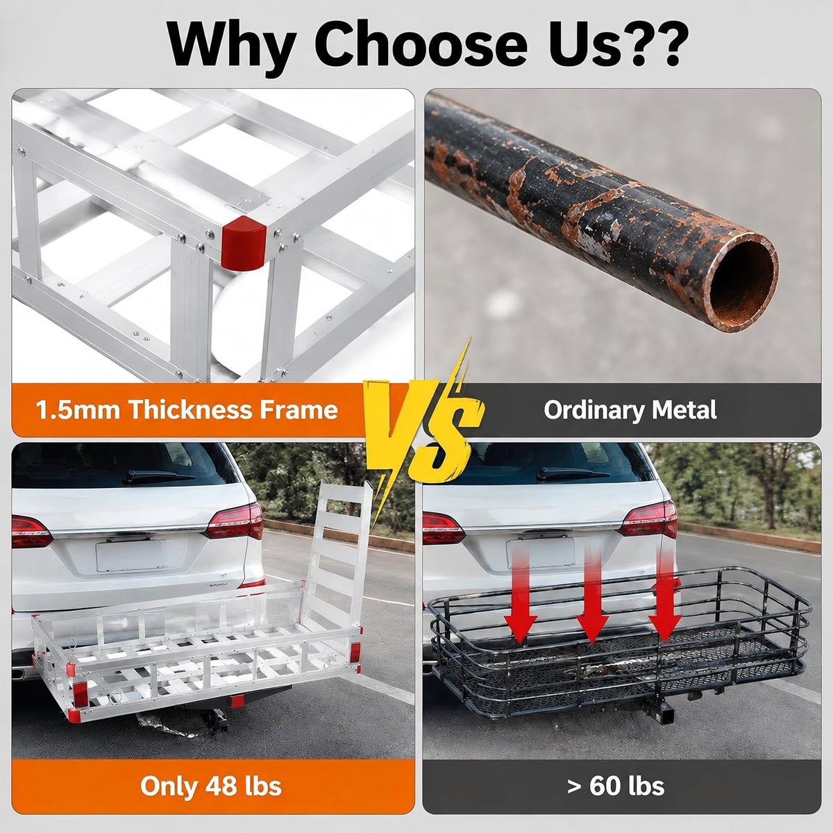 Aluminum Hitch Cargo Carrier with 27.5 in Folding Ramp S37058