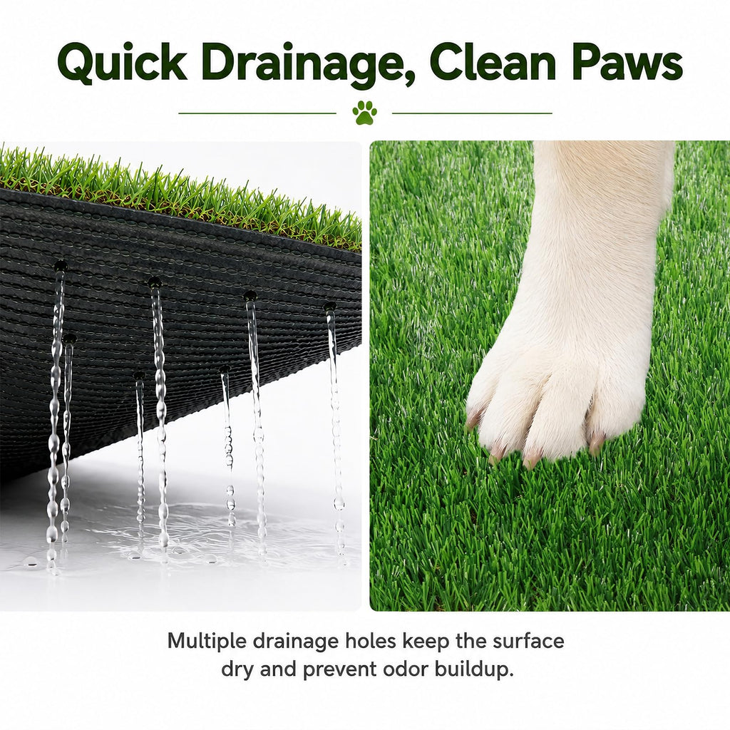 Dog Grass Pad with Tray 20" x 24" Artificial Grass Pee Pads with Non-Slip Grey Silicone Tray & 2 Replacement Grass Mats U513