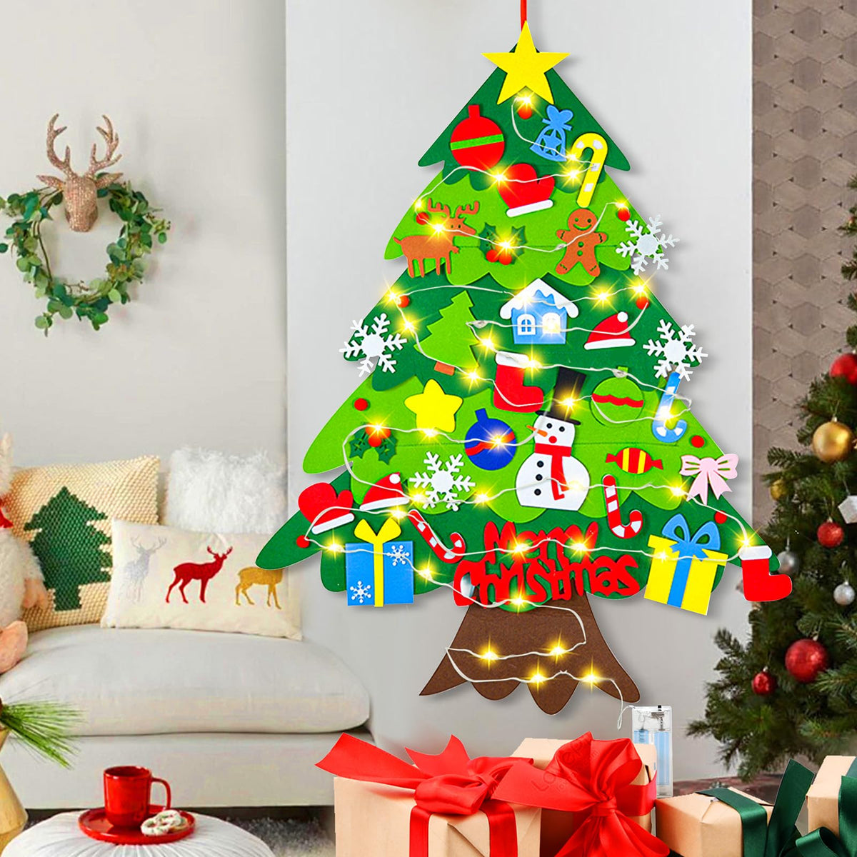 3.15 FT Lighted Felt Christmas Tree D33618
