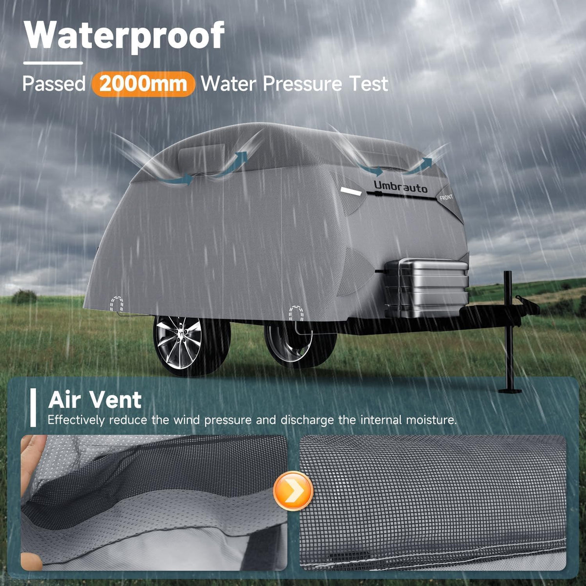 12-15 Camper 7 Layers Waterproof Teardrop Trailer Cover L4882
