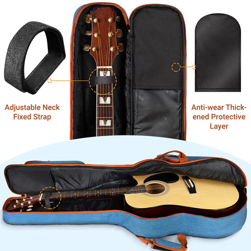 0.35inch Padded Soft Denim Guitar Gig Bag with Storage Pockets K541