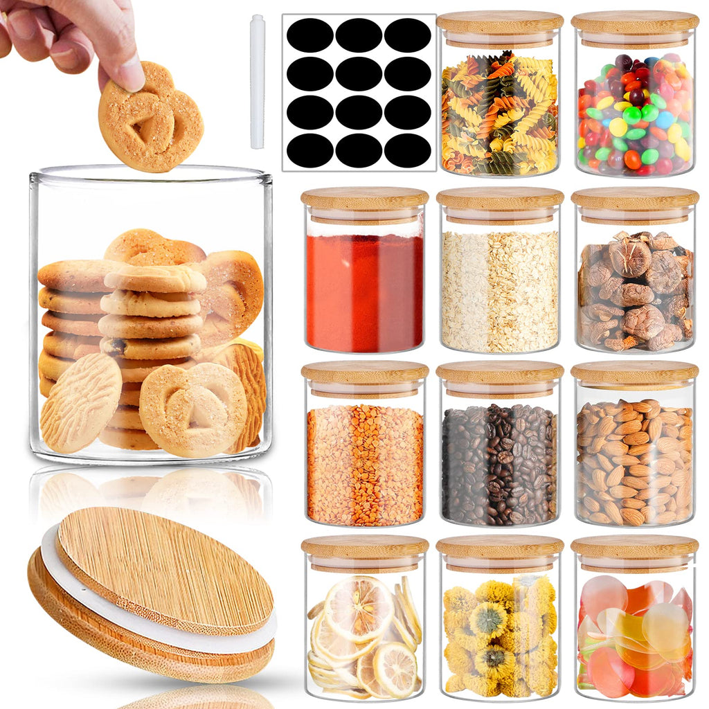 16 oz Glass Food Storage Jars with Bamboo Lids T160532