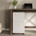 White 2 Drawer Wooden File Cabinet with Lock N188692