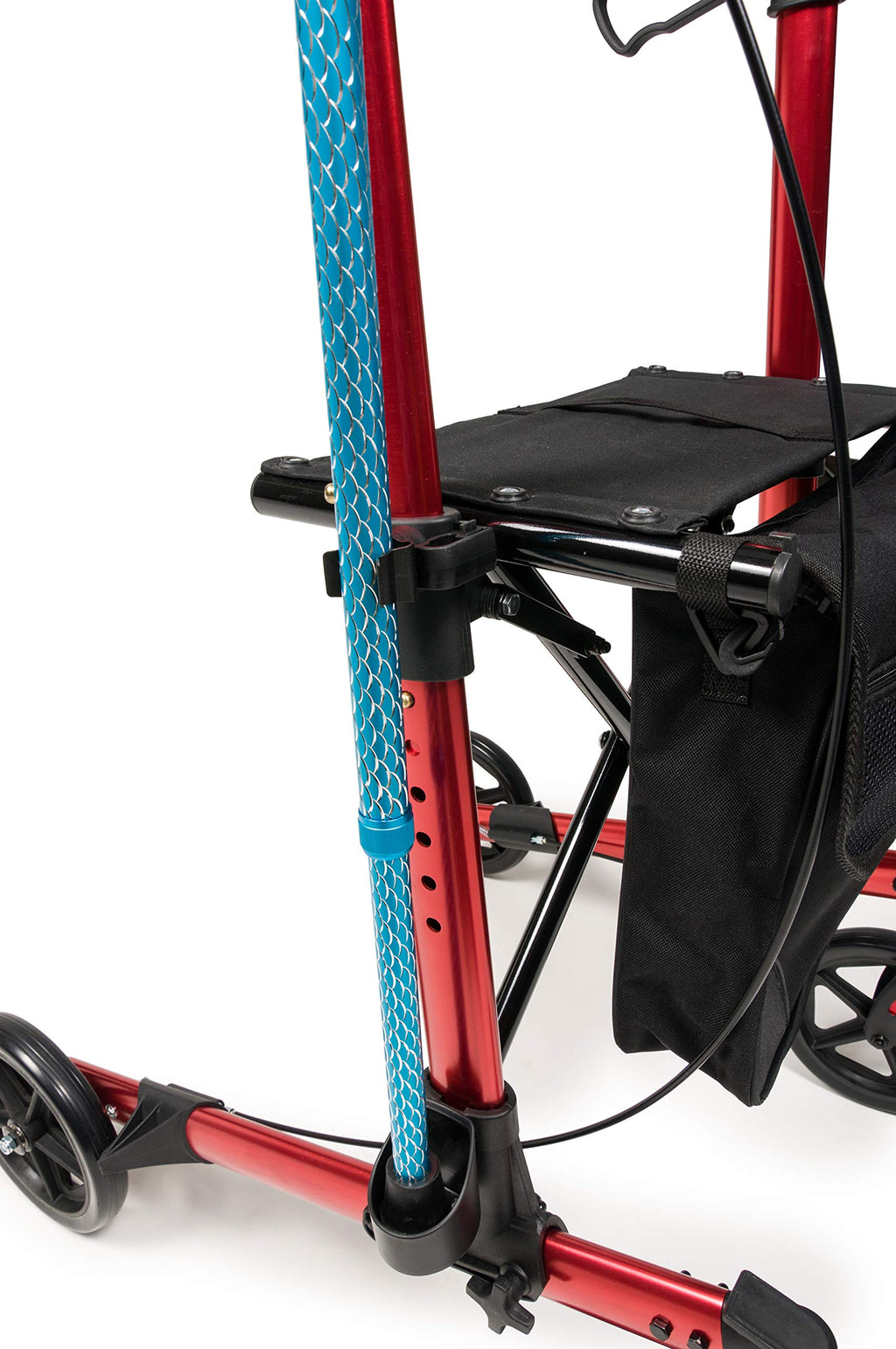 Tall Rollator Walker with Seat 8” Wheels Apple Red W761