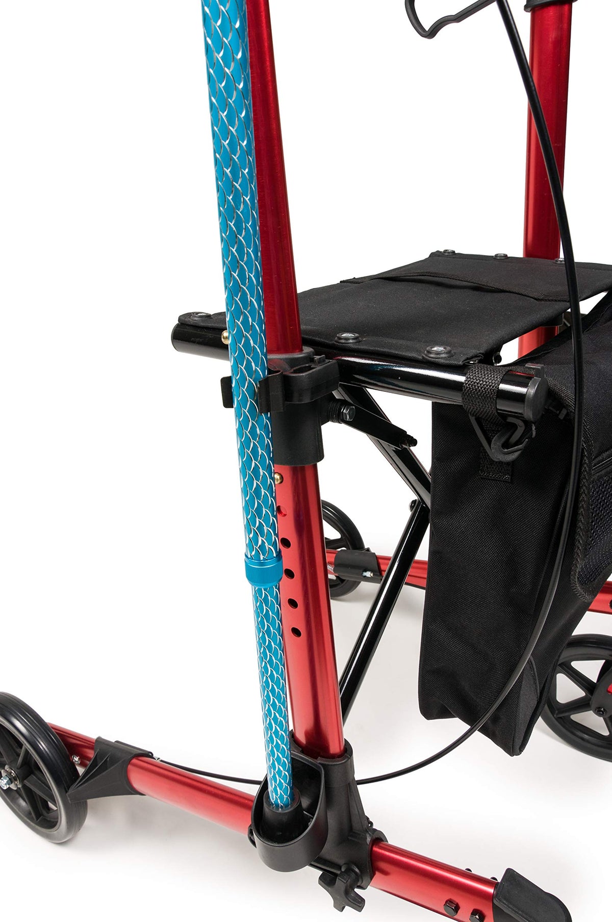 Tall Rollator Walker with Seat 8” Wheels Apple Red W761