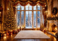 Fabric Christmas Window Photography Backdrop U460