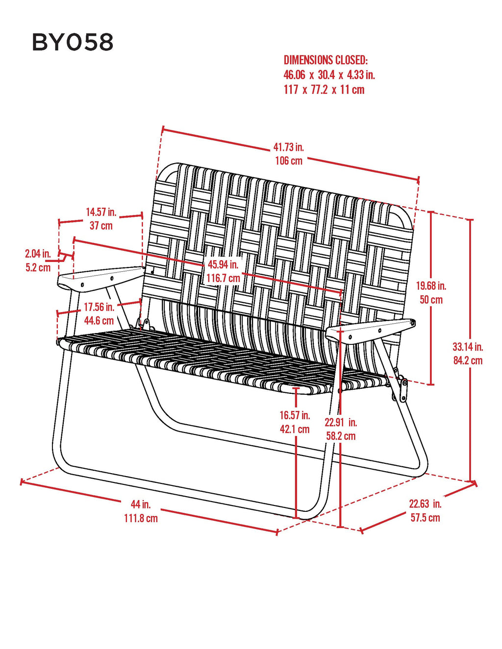 Blue/White Double-Wide Folding Web Lawn Chair B66302