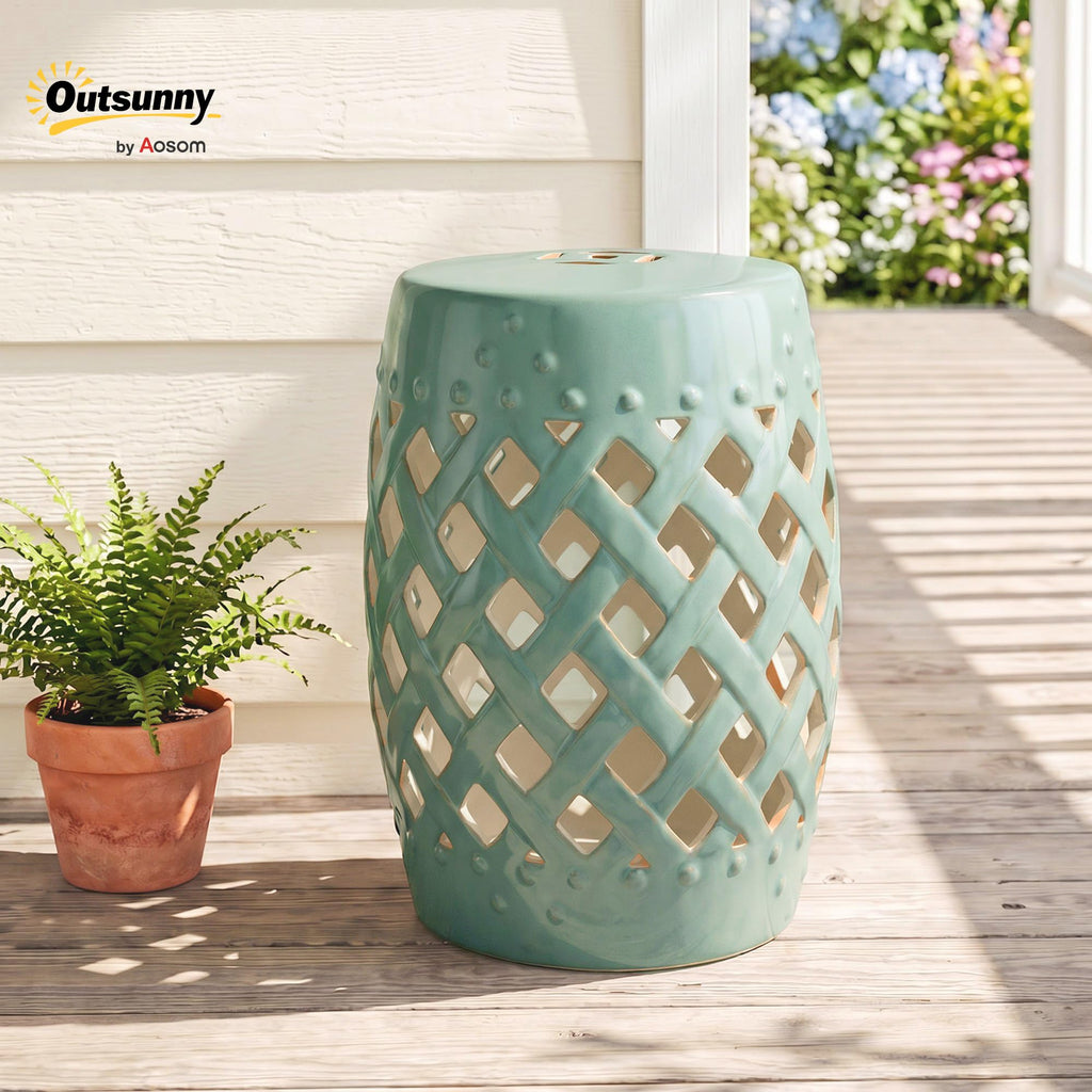 Ceramic Garden Stool Outdoor Stool Green T272463