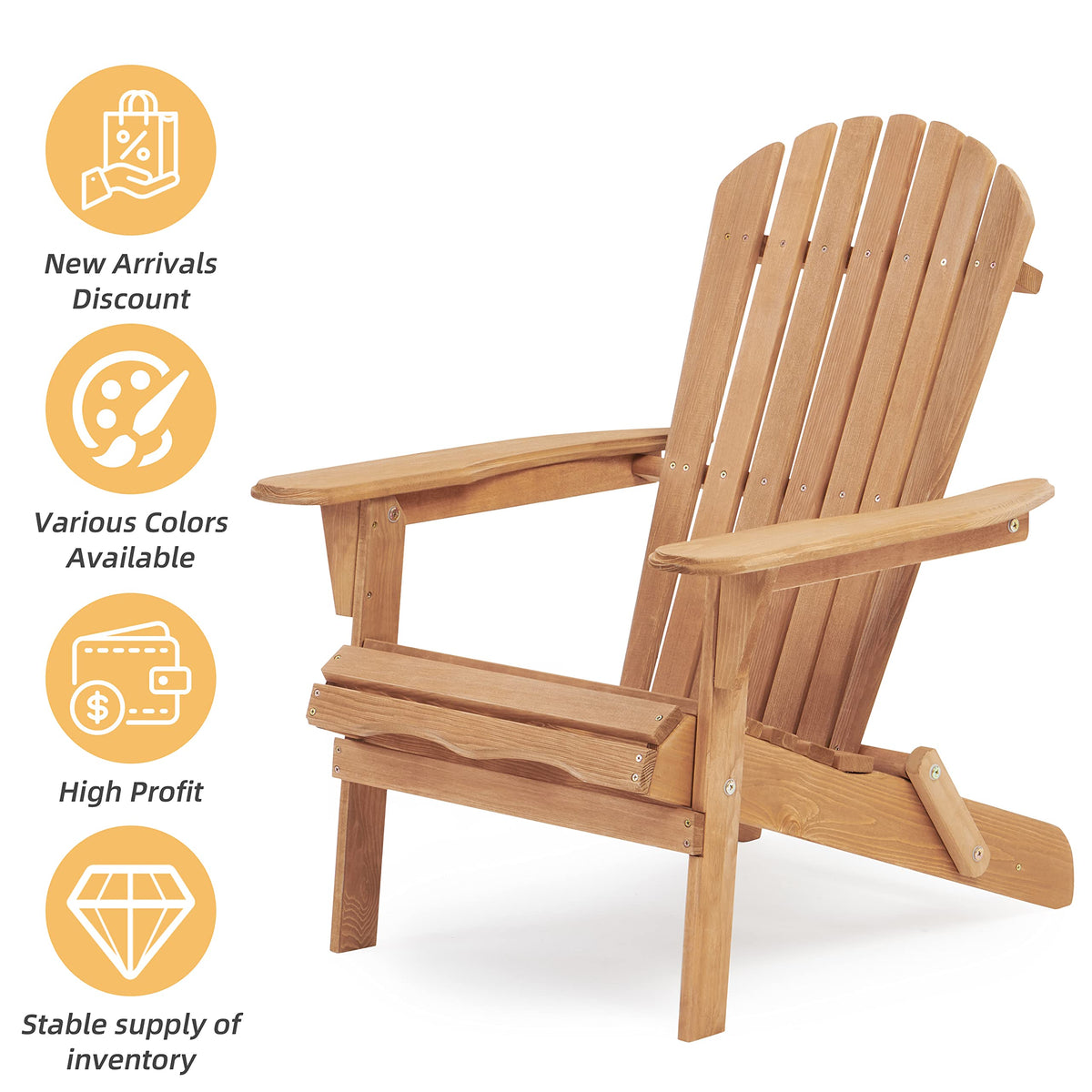 Folding Adirondack Chair Set of 2 Cedar Wood D9611