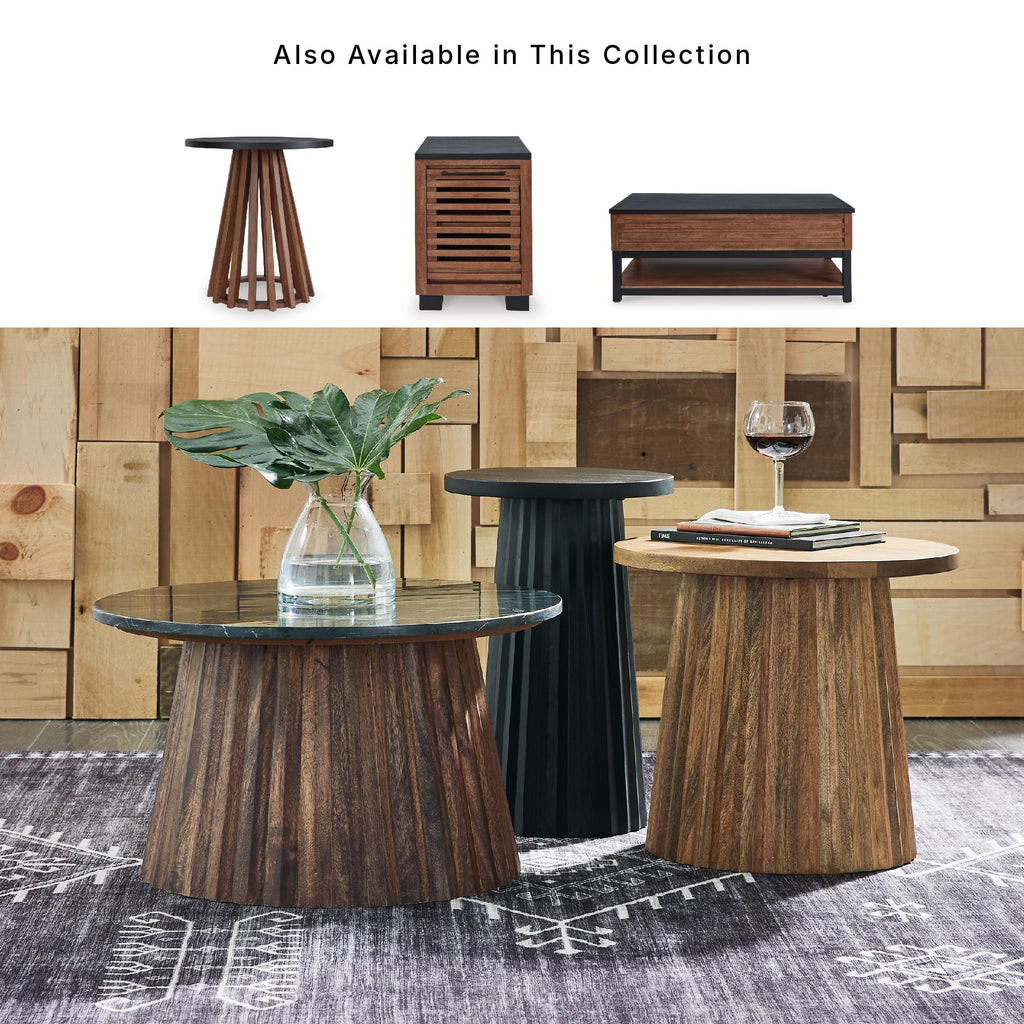 Round Fluted Marble Coffee Table Q914