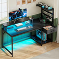 40" Gaming Desk with LED Lights & Power Outlets, Black Q5972