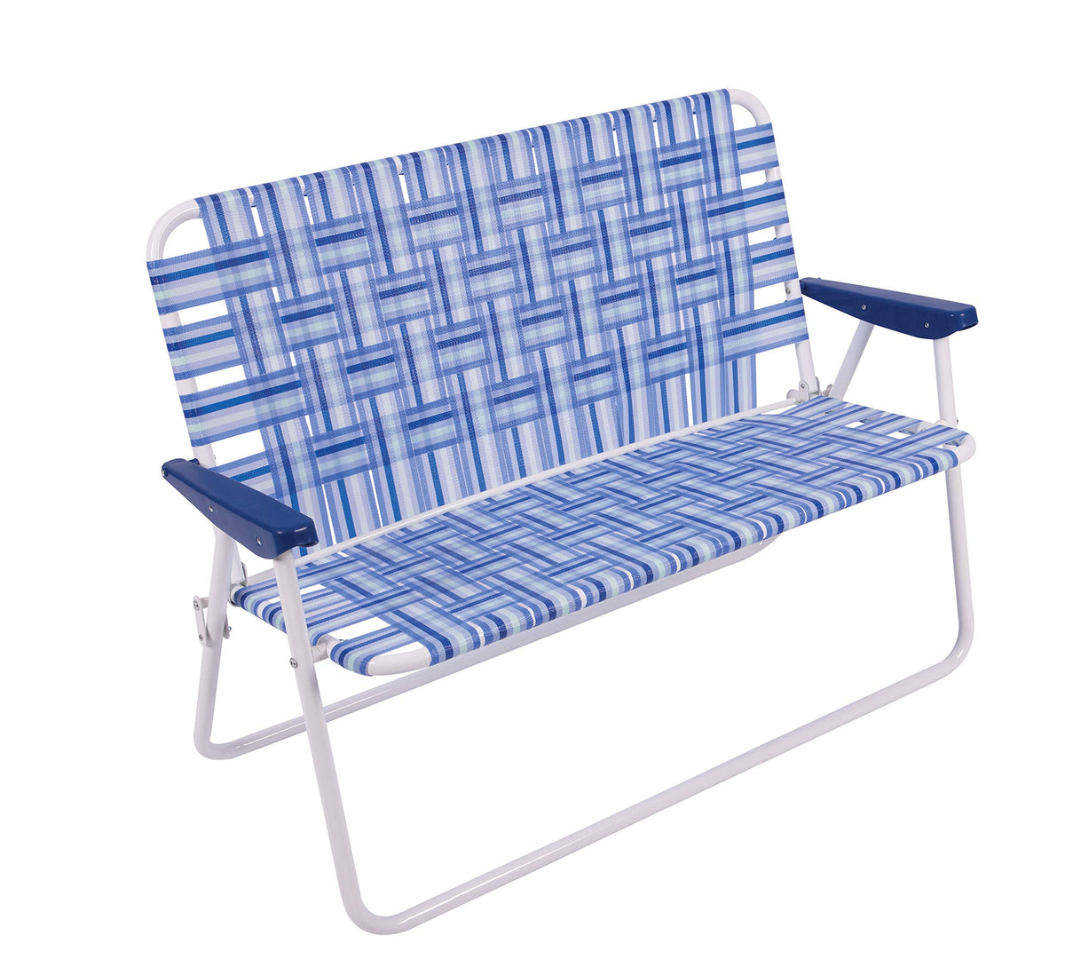 Blue/White Double-Wide Folding Web Lawn Chair B66302